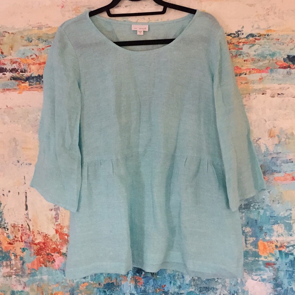 J Jill “Pure Jill” Linen Top Light Turquoise Blue